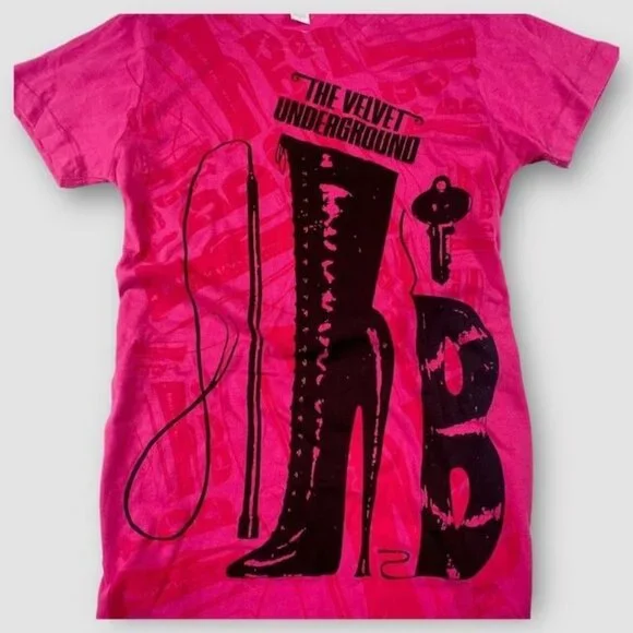 NWOT Velvet Underground - Boot Repetition Subway T-Shirt Pink Size Small - Picture 2 of 3